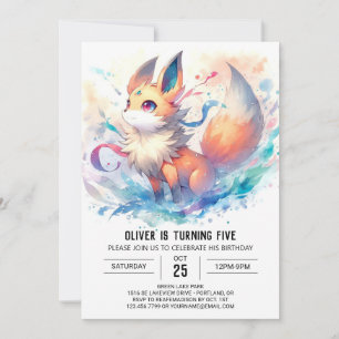 Watercolor Fox Birthday Einladung