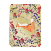 Watercolor Fox Winter Berries Gold Magnet (Vertikal)