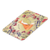 Watercolor Fox Winter Berries Gold Magnet (Linke Seite)