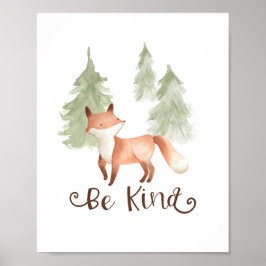 Watercolor Fox Woodland Friends Sei nettes Kinderz Poster