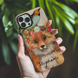 Watercolor Foxy Floral Friends Personalisierter Na iPhone 16 Pro Max Hülle
