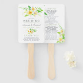 Watercolor Frangipani Wedding Program Fächer (Vorne und Hinten)