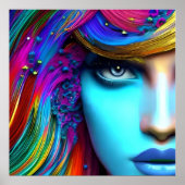 Watercolor Frauenportrait, Abstrakte Kunstdruckere Poster (Vorne)