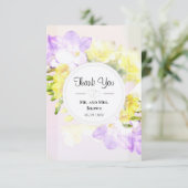 Watercolor Freesia Blume Hochzeit Vielen Dank Dankeskarte (Stehend Vorderseite)