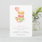 Watercolor French Macaroons Baby Birthday Party Einladung (Stehend Vorderseite)