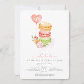 Watercolor French Macaroons Baby Birthday Party Einladung (Vorderseite)