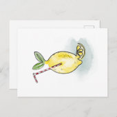 Watercolor Fresh Lemon Postkarte (Vorne/Hinten)