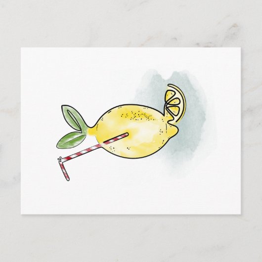 Watercolor Fresh Lemon Postkarte (Vorderseite)