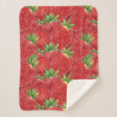 Watercolor Fresh Strawberry Patch Seamless Pattern Sherpadecke (Vorderseite)