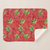 Watercolor Fresh Strawberry Patch Seamless Pattern Sherpadecke (Vorderseite (Horizontal))