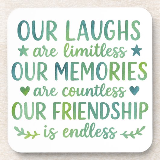 Watercolor Friendship Quote Getränkeuntersetzer (Vorderseite)