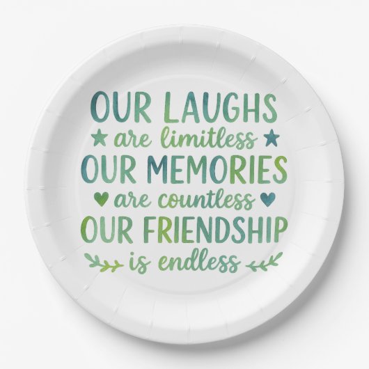 Watercolor Friendship Quote Pappteller (Vorderseite)