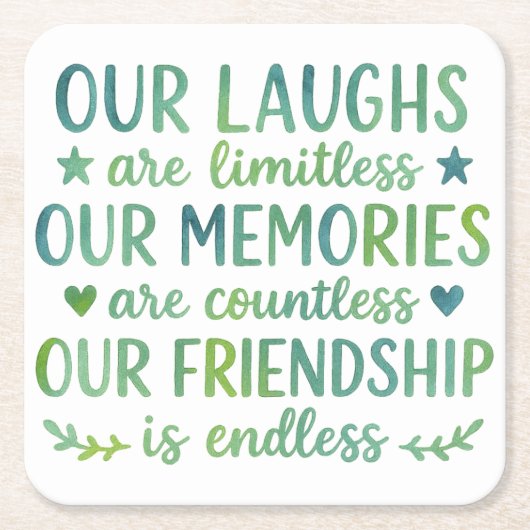 Watercolor Friendship Quote Rechteckiger Pappuntersetzer (Vorderseite)