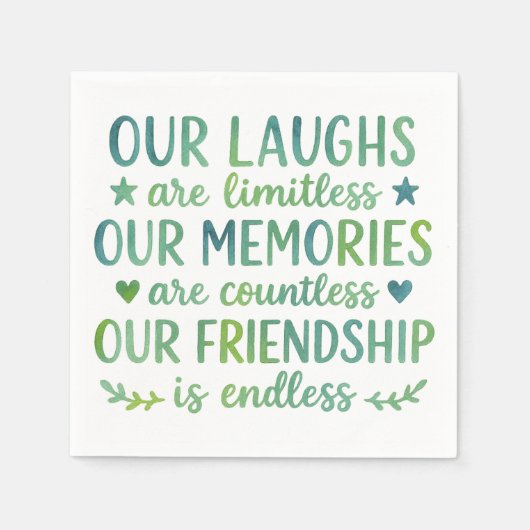 Watercolor Friendship Quote Serviette (Vorderseite)