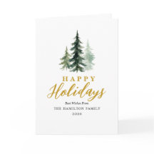 Watercolor Frohe Feiertage Weihnachtsbaum Familie
