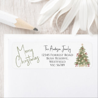 Watercolor Frohe Weihnachten Baum Rücksendeadresse