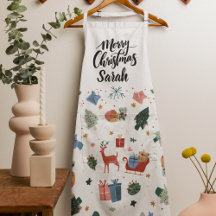 Watercolor Frohe Weihnachten Muster | Kochschürze