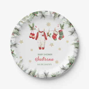 Watercolor Frohe Weihnachten Santa Weihnachten Bab Pappteller
