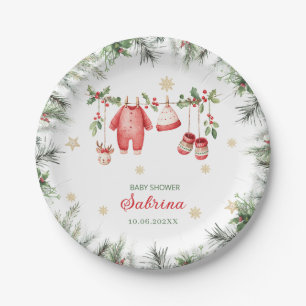 Watercolor Frohe Weihnachten Santa Weihnachtsbaby Pappteller