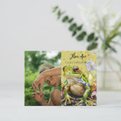 Watercolor Frosch Benutzerdefinierter Text- und Ki Postkarte (Stehend Vorderseite)