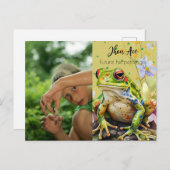 Watercolor Frosch Benutzerdefinierter Text- und Ki Postkarte (Vorne/Hinten)