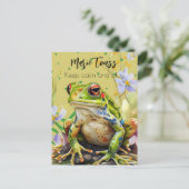 Watercolor Frosch Funny Custom Text & Name Postkarte (Stehend Vorderseite)