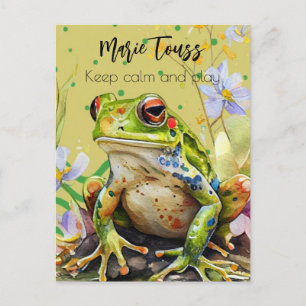 Watercolor Frosch Funny Custom Text & Name Postkarte