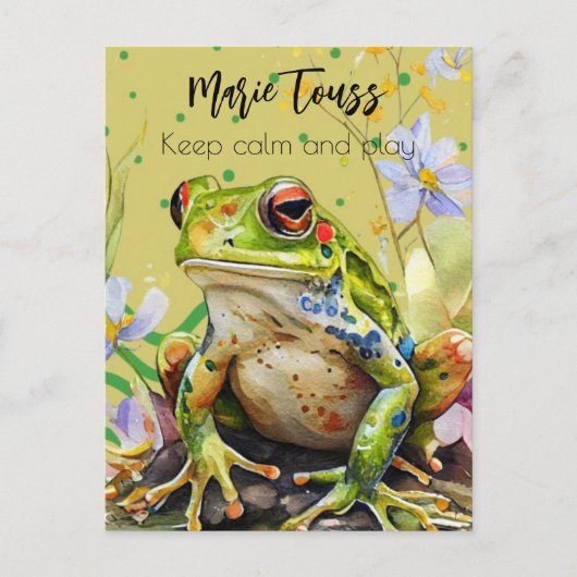 Watercolor Frosch Funny Custom Text & Name Postkarte (Vorderseite)