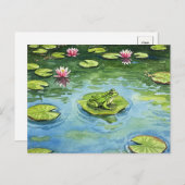 Watercolor Froschteich-Scene Postcard Postcross Postkarte (Vorne/Hinten)