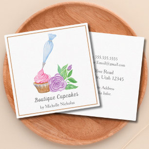 Watercolor-Frosting-Cupcake-Bäckerei, Catering Quadratische Visitenkarte