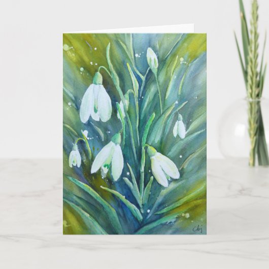 Watercolor-Frühlings-Blumen Snowdrops Gruß-Karte Karte (Vorderseite)