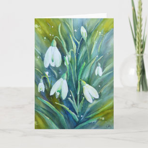 Watercolor-Frühlings-Blumen Snowdrops Gruß-Karte Karte