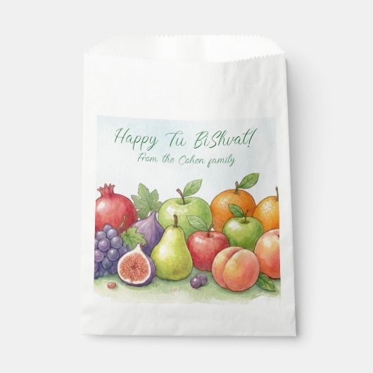 Watercolor Fruit Abundance, Tu Bishvat Background Geschenktütchen (Vorderseite)