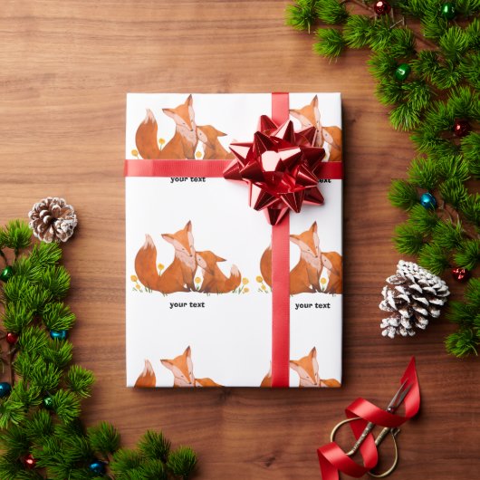 Watercolor Fuchs Familie Süß Geschenkpapier (Feiertagsgeschenk)