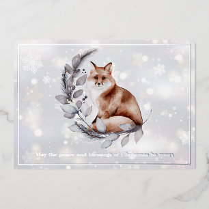 Watercolor-Fuchs und Schnee benutzerdefiniertes We Folien Feiertagskarte