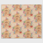 Watercolor Fun Cat Wrapped up in Christmas Geschenkpapier (Flach)