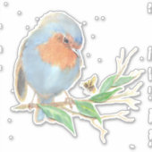 Watercolor Fun Englisch Robin Bird & Bee Aufkleber (Vorderseite)