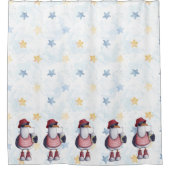 Watercolor Fun Seagull Cartoon Red Blue Kids Duschvorhang (Vorderseite)