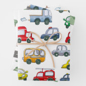 Watercolor Funny Cars Muster Geschenkpapier Set (Beispiel)