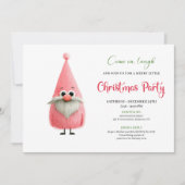 Watercolor funny pink mad santa party invite einladung (Vorderseite)