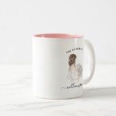 Watercolor Future Frau Bride Name | Monogramm-Tass Zweifarbige Tasse (VorderseiteRechts)
