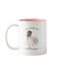 Watercolor Future Frau Bride Name | Monogramm-Tass