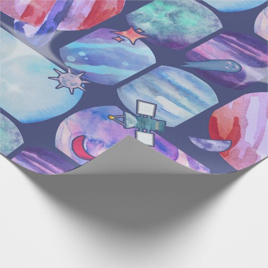 Watercolor Galaxy Patchwork Geschenkpapier (Ecke)