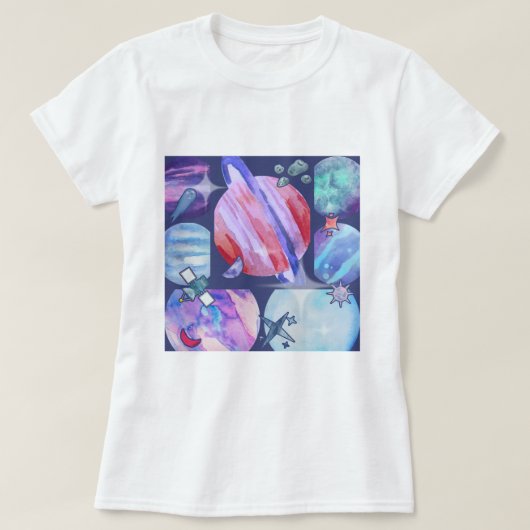 Watercolor Galaxy Patchwork T-Shirt (Design vorne)