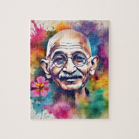 Watercolor Gandhi Puzzle (Vertikal)