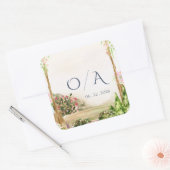 Watercolor Garden Arch Monogram Wedding Quadratischer Aufkleber (Umschlag)