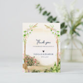 Watercolor Garden Arch Romantic Wedding Thank You Postkarte (Stehend Vorderseite)