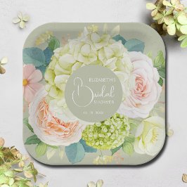 Watercolor Garden Florals Brautparty Pappteller
