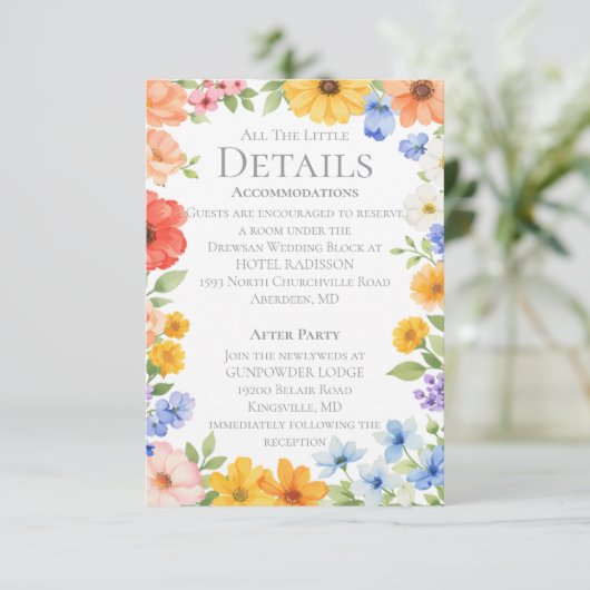 Watercolor Garden Flower Enclosure Card Begleitkarte (Stehend Vorderseite)