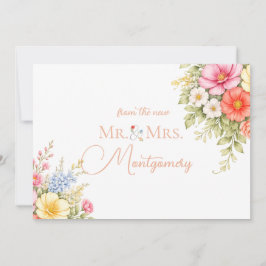 Watercolor Garden Flower Envelope, Botanic Florals Dankeskarte